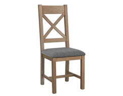 Cross Back Dining Chair with Grey Check Seat