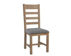 Ladder Back Dining Chair with Grey Check Seat