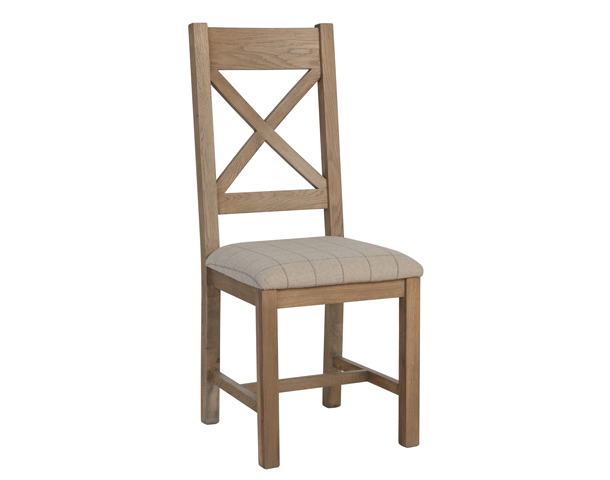 Cross Back Dining Chair with Natural Check Seat