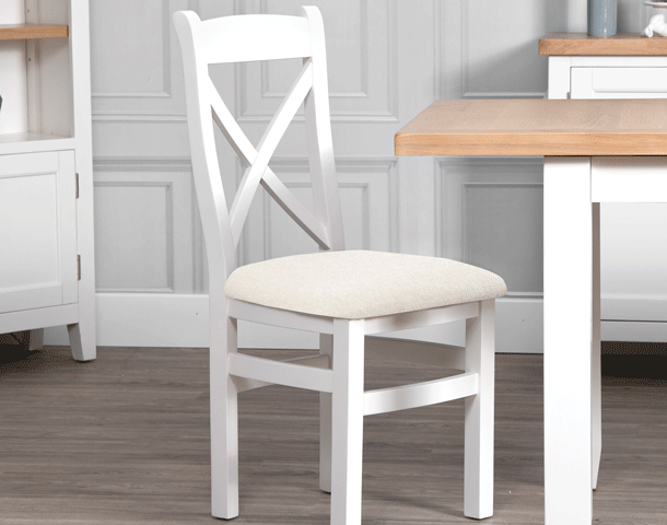 Cross Back Dining Chair with Fabric Seat